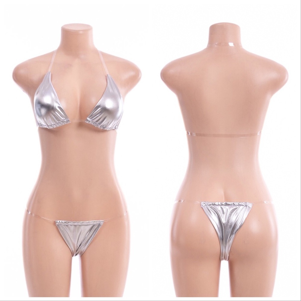 NEW‼️SILVER PADDED CLEAR STRAP - bikini - Picture 3 of 5